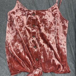 apricot lane velvet tank with tie at bottom